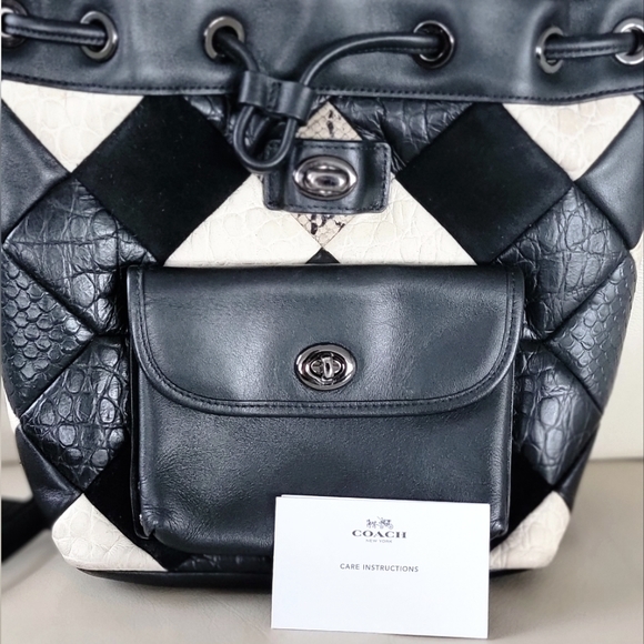 COACH Canyon Quilt Mini Turnlock Rucksack In Exotic Embossed Leather - Picture 6 of 6